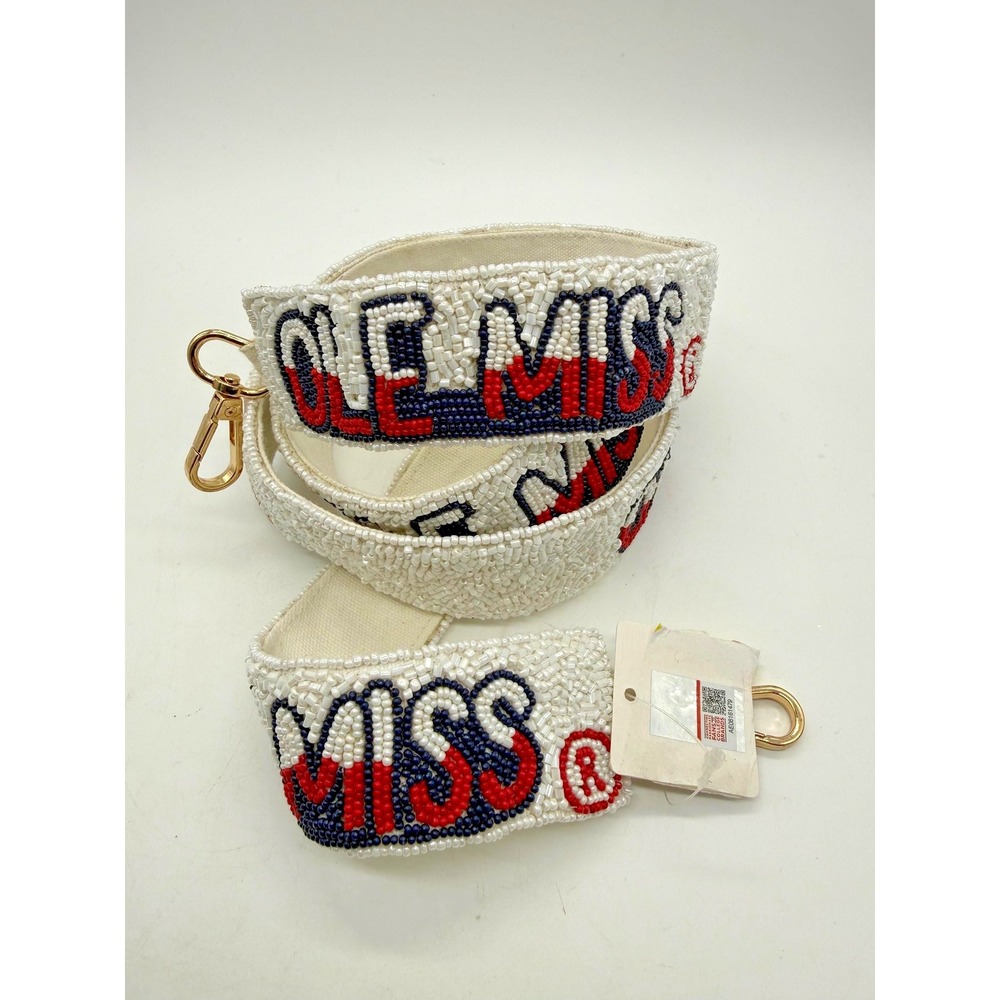 Ole Miss Rebels Bag Strap Womens One Size White NCAA‎ Football Beaded Purse